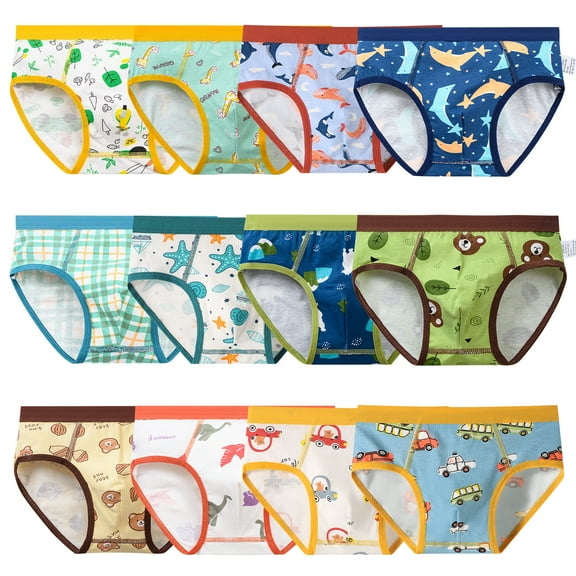 Yintry Toddler Boys Underwear Kids Cotton Briefs,12 pack, Sizes 2-10