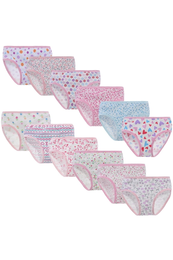 Toddler Girl SuperSoft Cotton Brief Unferwear,12 Pack, Size 2-14