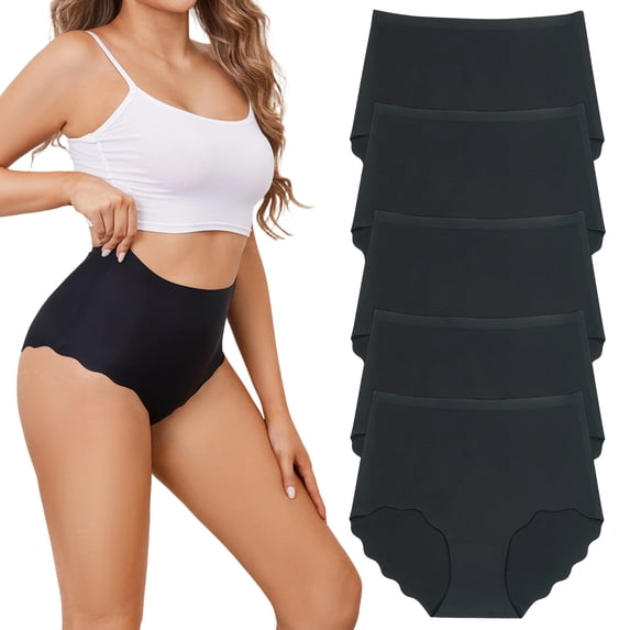 Yintry Women's Seamless Panties High Waist Underwear Briefs, 5 Pack, Size S-XL
