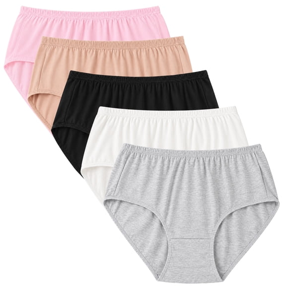 Yintry Womens Breathable Cotton Briefs Underwear 5 Pack Strech Full Coverage Panties, Size S-3XL