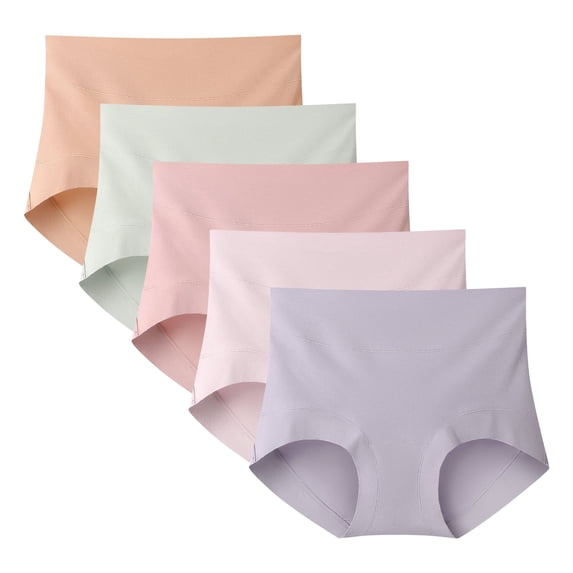 Yintry Womens Underwear Cotton High Waisted Briefs Full Coverage Panties 5 Pack, Size M-3XL
