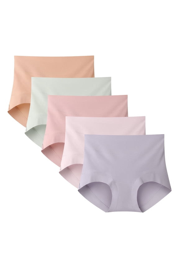 Womens Underwear Cotton High Waisted Briefs Full Coverage Panties 5 Pack, Size M-3XL