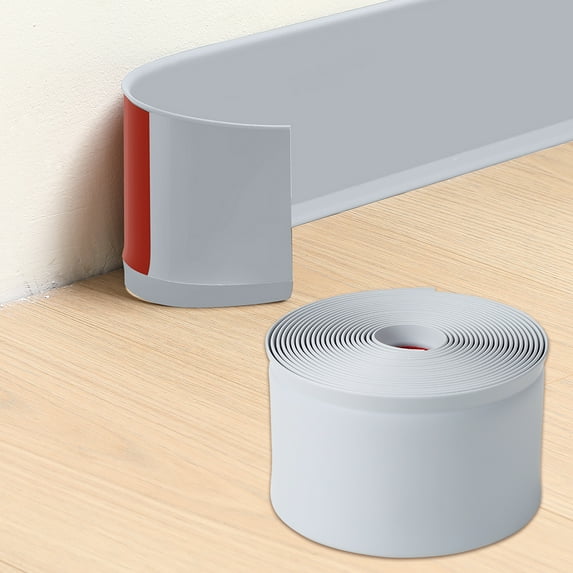 Yinyi Flexible Baseboard Molding Trim, Peel and Stick Rubber Baseboard Trim, Self-Adhesive Design Vinyl Wall Base Moulding Trim, 4inch(W) x 20feet(L), Grey