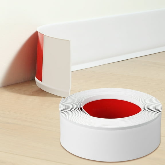 Yinyi Flexible Baseboard Molding Trim, Self-Adhesive Design Vinyl Wall Base, Peel and Stick Rubber Wall Base Moulding Trim, 4inch(W) x 40feet(L), White