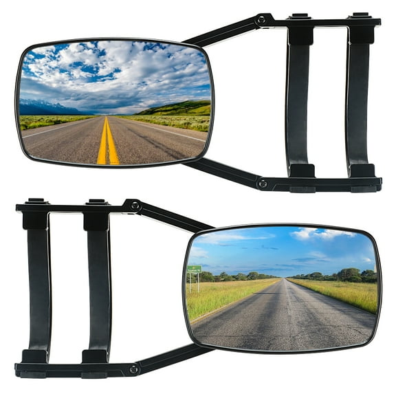 Yinyi Universal Clip-on Towing Mirrors Extended Mirrors for Towing 360 Degree Rotation Adjustable Towing Mirror, Black, 2 Pieces