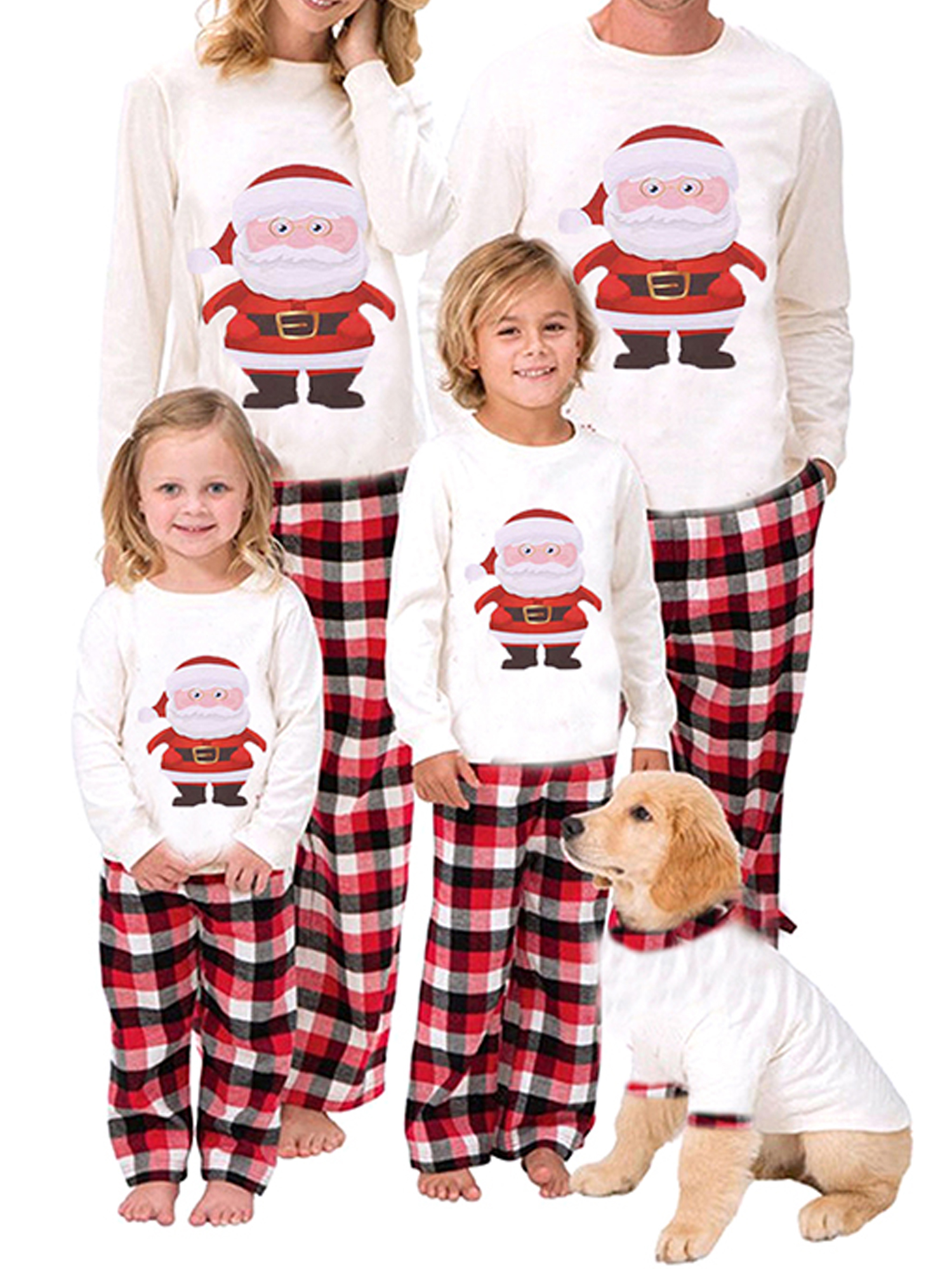 Yinyinxull Family Pajamas Matching Sets Women Men Kids Baby Sleepwear Santa Claus Tops Plaid Pants Pyjamas Homewear - image 1 of 6