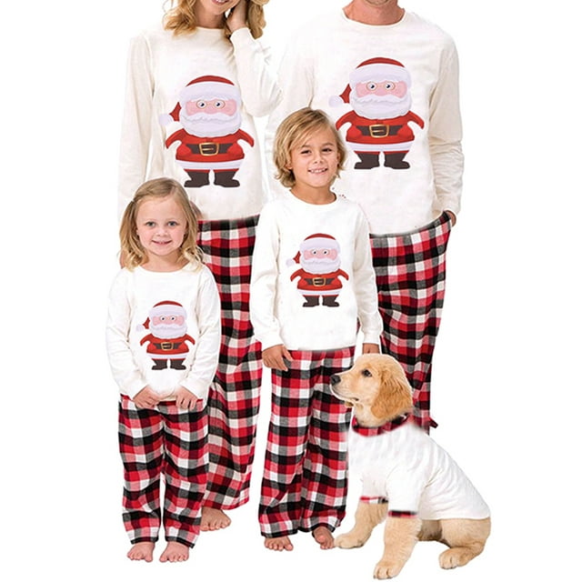 Yinyinxull Family Pajamas Matching Sets Women Men Kids Baby Sleepwear Santa Claus Tops Plaid Pants Pyjamas Homewear