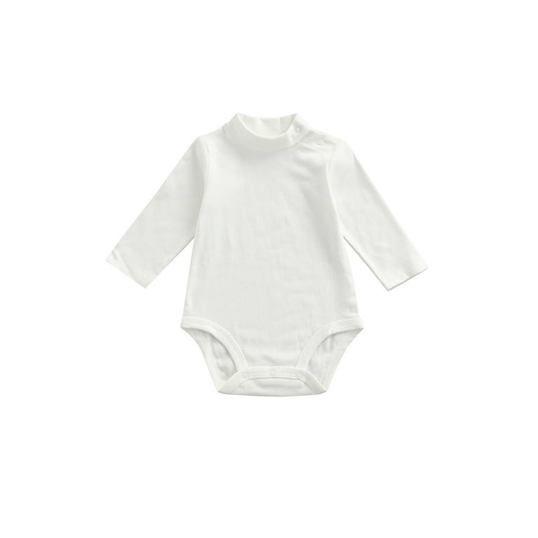 Yinyinxull Newborn Baby Boys Girls Long Sleeve Turtleneck Solid Color Cotton Romper Jumpsuit Baby Clothes White 3 6 Months