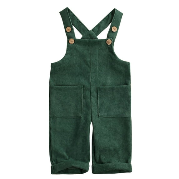 Yinyinxull Toddler Kid Baby Boys Girls Corduroy Romper Jumpsuit Bib Pants Overalls Clothes Green 3-4 Years