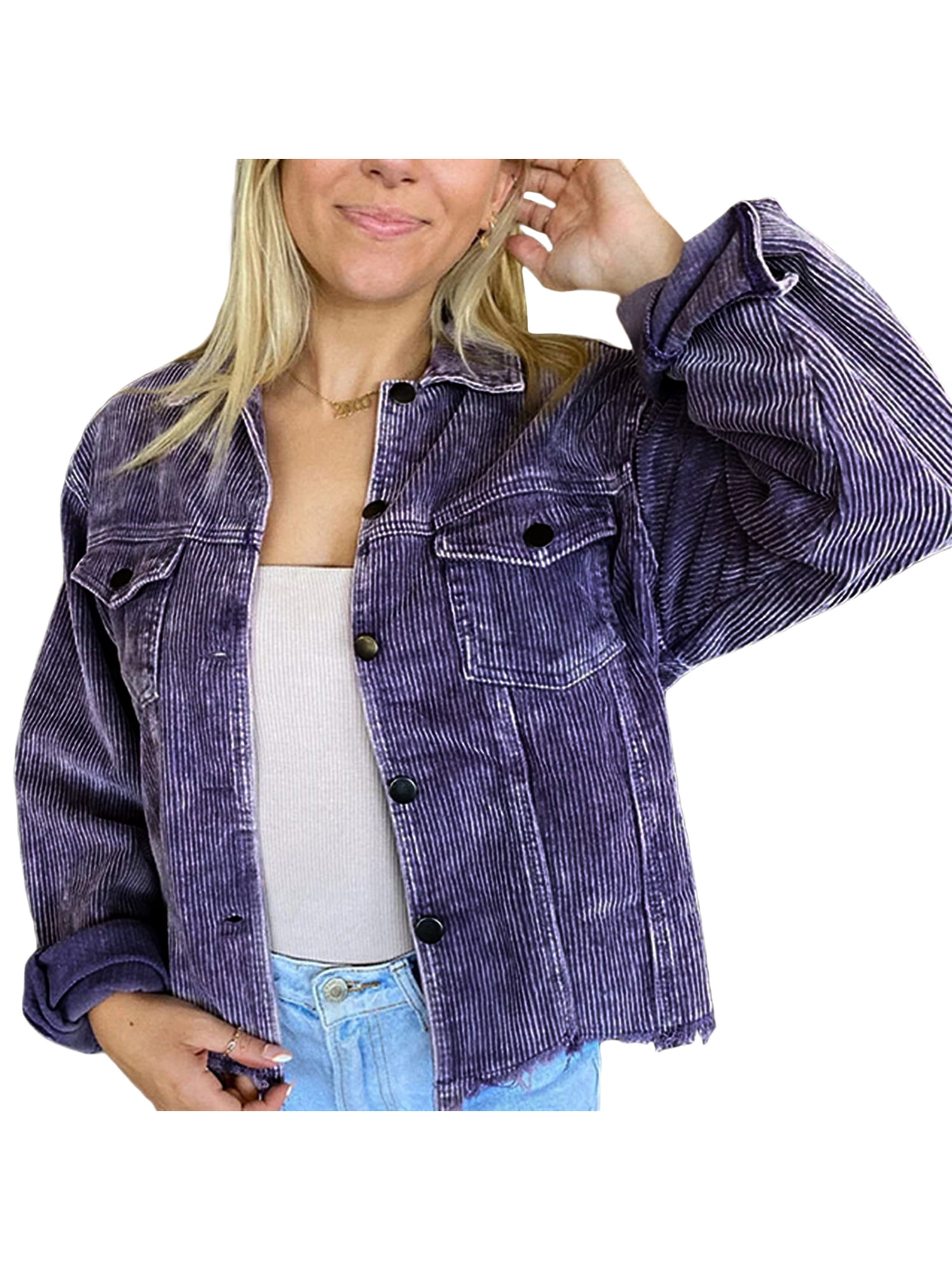 90s Corduroy Trucker Jacket - Purple