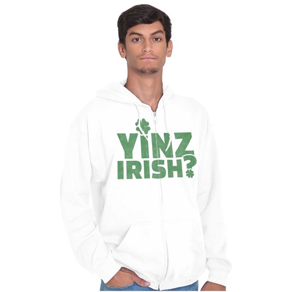 Yinz Irish Funny St Patrick's Day Unisex Fleece Graphic Zip Up Hoodie Brisco Brands 5X