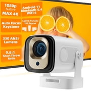 Yinzam HY260 Pro Updated 1080p Native Projector MAX 4K with Android 11 Auto Focus WiFi 6 0.81 Short Throw 2GB/16GB Movie Projector