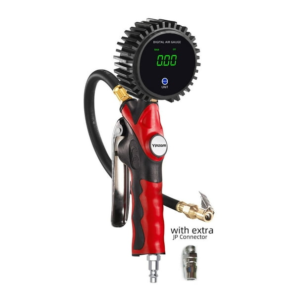 Yinzam Vehicle Heavy Duty Digital Tire Pressure Gauge with Inflator, 255 Psi, Air Hose, 4 Model Display