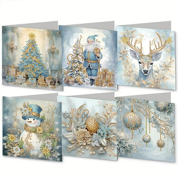 Diamond Paint Christmas Cards, Craft Diamond Art Cards Making Kits DIY Christmas Grting Cards 5D Diamond Art Painting Christmas Cards for Adults Kids Gifts