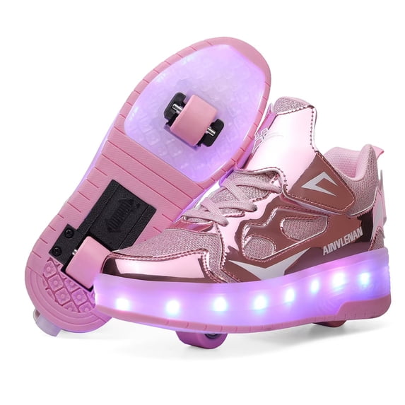 Yiomxhi Kids Roller Shoes, Boy Girl Sneakers with LED Light Wheels, Become Sport Sneaker for Birthday Christmas Children Gift, Adjustable Roller Skates Suitable for Outdoor School