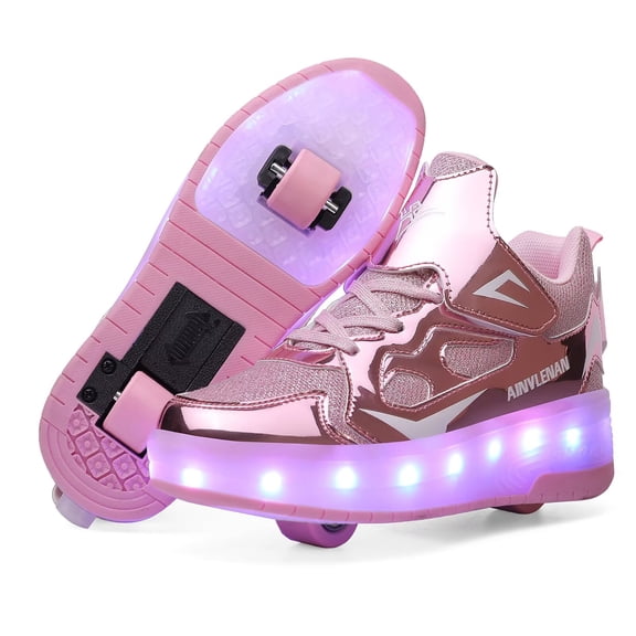 Yiomxhi Kids Roller Shoes, Boy Girl Sneakers with LED Light Wheels, Become Sport Sneaker for Birthday Christmas Children Gift, Adjustable Roller Skates Suitable for Outdoor School