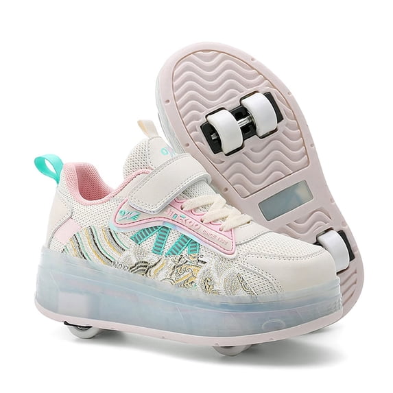 Yiomxhi Kids Roller Shoes, Boy Girl Sneakers with LED Light Wheels, Become Sport Sneaker for Birthday Christmas Children Gift, Adjustable Roller Skates Suitable for Outdoor School