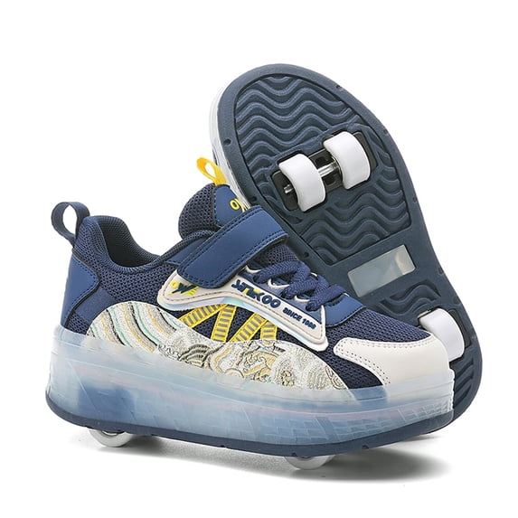Yiomxhi Kids Roller Shoes, Boy Girl Sneakers with LED Light Wheels, Become Sport Sneaker for Birthday Christmas Children Gift, Adjustable Roller Skates Suitable for Outdoor School
