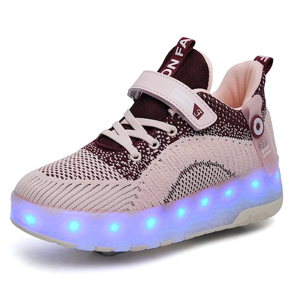 Yiomxhi Kids Roller Shoes, Boy Girl Sneakers with LED Light Wheels, Become Sport Sneaker for Birthday Christmas Children Gift, Adjustable Roller Skates Suitable for Men Women
