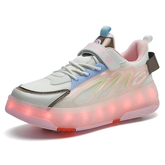 Yiomxhi Kids Roller Shoes, Boy Girl Sneakers with LED Light Wheels, Become Sport Sneaker for Birthday Christmas Children Gift, Adjustable Roller Skates Suitable for Outdoor School