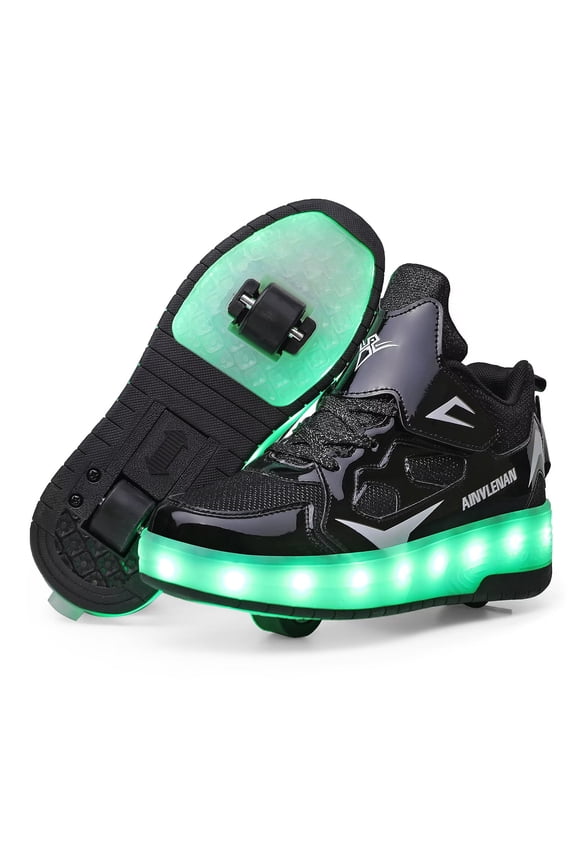 Kids Roller Shoes, Boy Girl Sneakers with LED Light Wheels, Become Sport Sneaker for Birthday Christmas Children Gift, Adjustable Roller Skates Suitable for Outdoor School