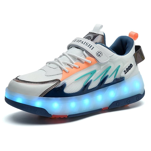 Yiomxhi Kids Roller Shoes, Boy Girl Sneakers with LED Light Wheels, Become Sport Sneaker for Birthday Christmas Children Gift, Adjustable Roller Skates Suitable for Outdoor School
