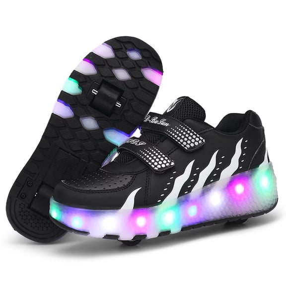 Yiomxhi Kids Roller Shoes, Boy Girl Sneakers with LED Light Wheels, Become Sport Sneaker for Christmas Birthday Children Gift, Adjustable Roller Skates Suitable for School Outdoor
