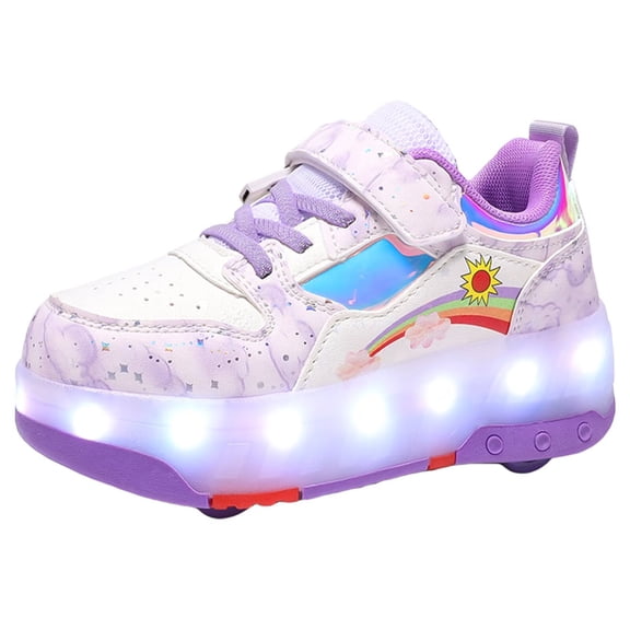 Yiomxhi Kids Roller Shoes, Boy Girl Sneakers with LED Light Wheels, Become Sport Sneaker for Christmas Birthday Children Gift, Adjustable Roller Skates Suitable for School and Outdoor