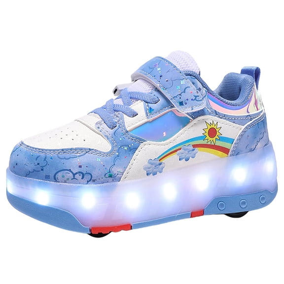 Yiomxhi Kids Roller Shoes, Boy Girl Sneakers with LED Light Wheels, Become Sport Sneaker for Christmas Birthday Children Gift, Adjustable Roller Skates Suitable for School and Outdoor