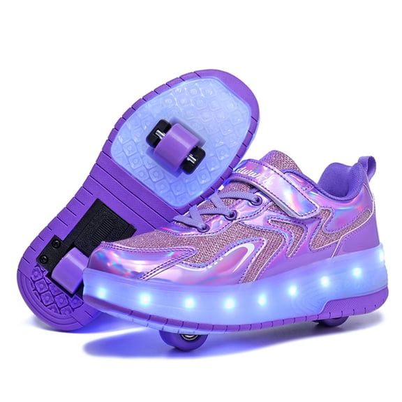 Yiomxhi Kids Roller Shoes, Boy Girl Sneakers with LED Light Wheels, Become Sport Sneaker for Christmas Birthday Children Gift, Adjustable Roller Skates Suitable for Outdoor School