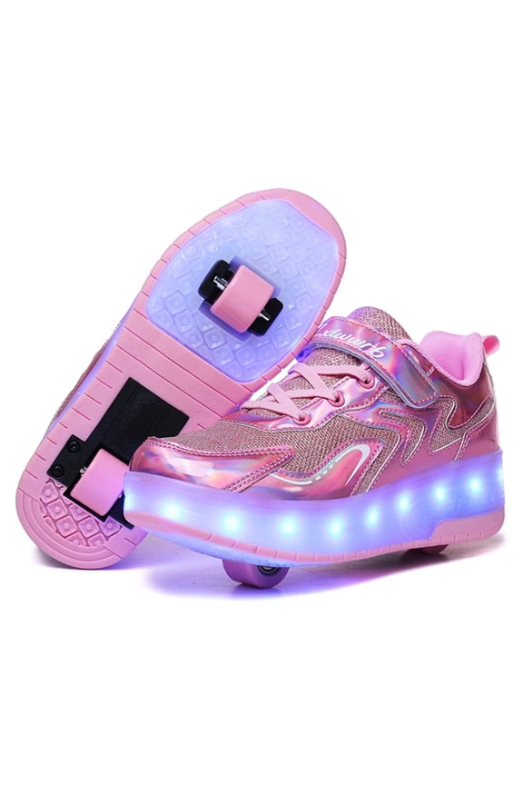 Kids Roller Shoes, Boy Girl Sneakers with LED Light Wheels, Become Sport Sneaker for Christmas Birthday Children Gift, Adjustable Roller Skates Suitable for Outdoor School