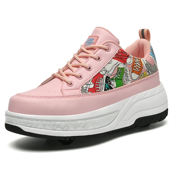 Yiomxhi Kids Roller Shoes, Boys Girls Sneakers with Wheels, Become Sport Sneaker for Birthday Children Christmas Gift, Adjustable Roller Skates Suitable for Men Women