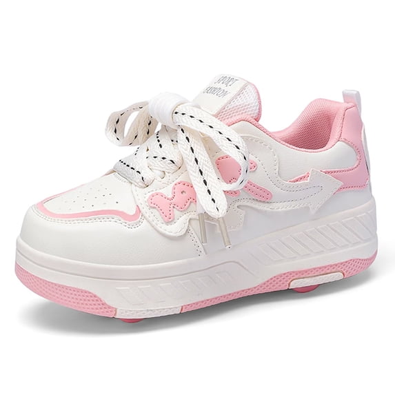 Yiomxhi Kids Roller Shoes, Boys Girls Sneakers with Wheels, Become Sport Sneaker for Birthday Children Christmas Gift, Adjustable Roller Skates Suitable for School Outdoor