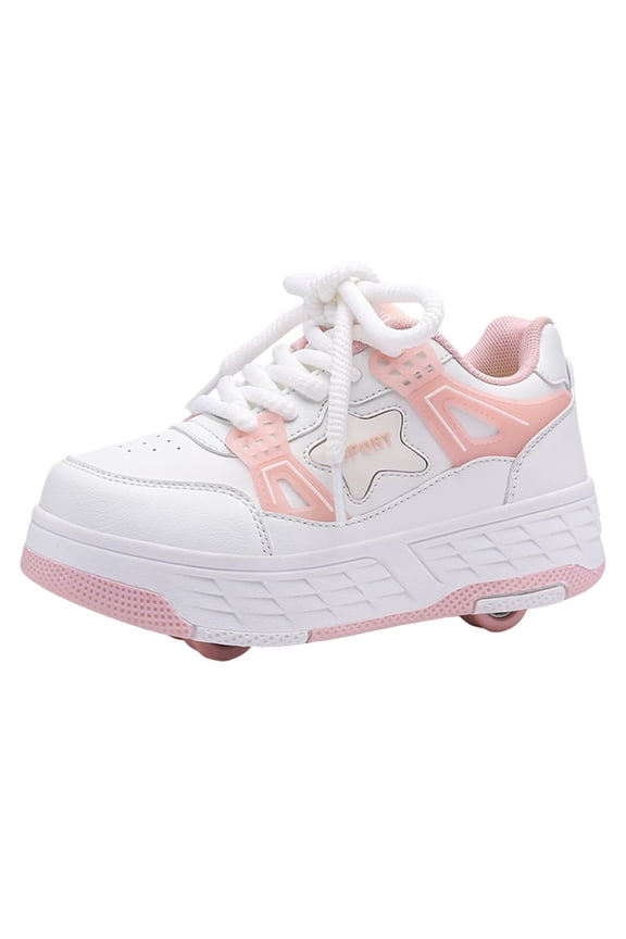 Kids Roller Shoes, Boys Girls Sneakers with Wheels, Become Sport Sneaker for Birthday Children Christmas Gift, Adjustable Roller Skates Suitable for School Outdoor