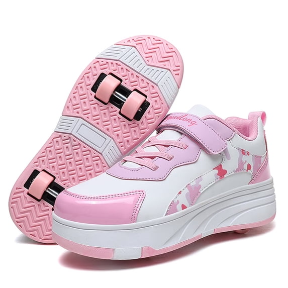 Yiomxhi Kids Roller Shoes, Boys Girls Sneakers with Wheels, Become Sport Sneaker for Christmas Birthday Children Gift, Adjustable Roller Skates Suitable for Outdoor School
