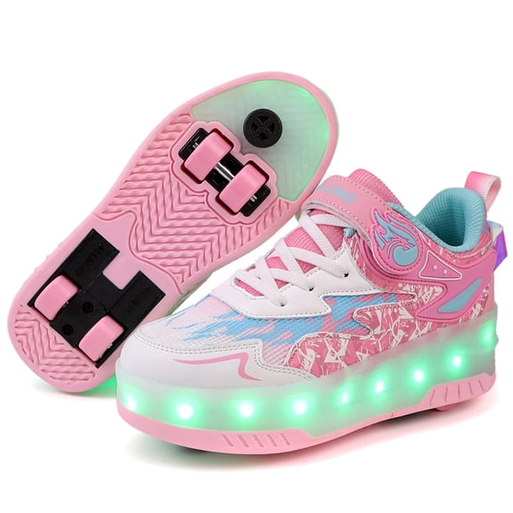 Yiomxhi Kids Roller Shoes, Boys Girs Sneakers with LED Light Wheels, Become Sport Sneaker for Christmas Birthday Children Gift, Adjustable Roller Skates Suitable for Outdoor School
