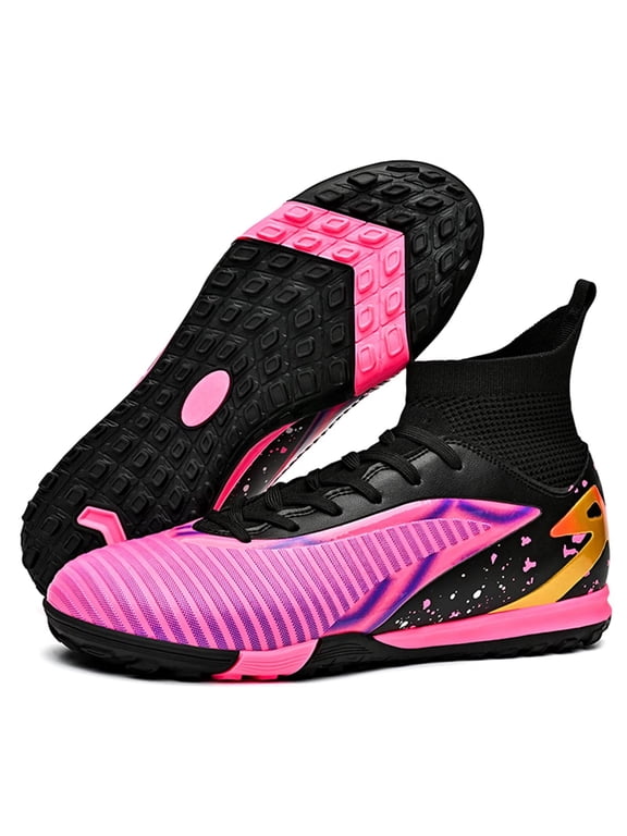 Soccer Cleats for Men Younth Adult Lightweight Football Shoes with Ankle Support, Breathable Outdoor Turf Cleats for Training and Matches, Long Studs and Short Studs