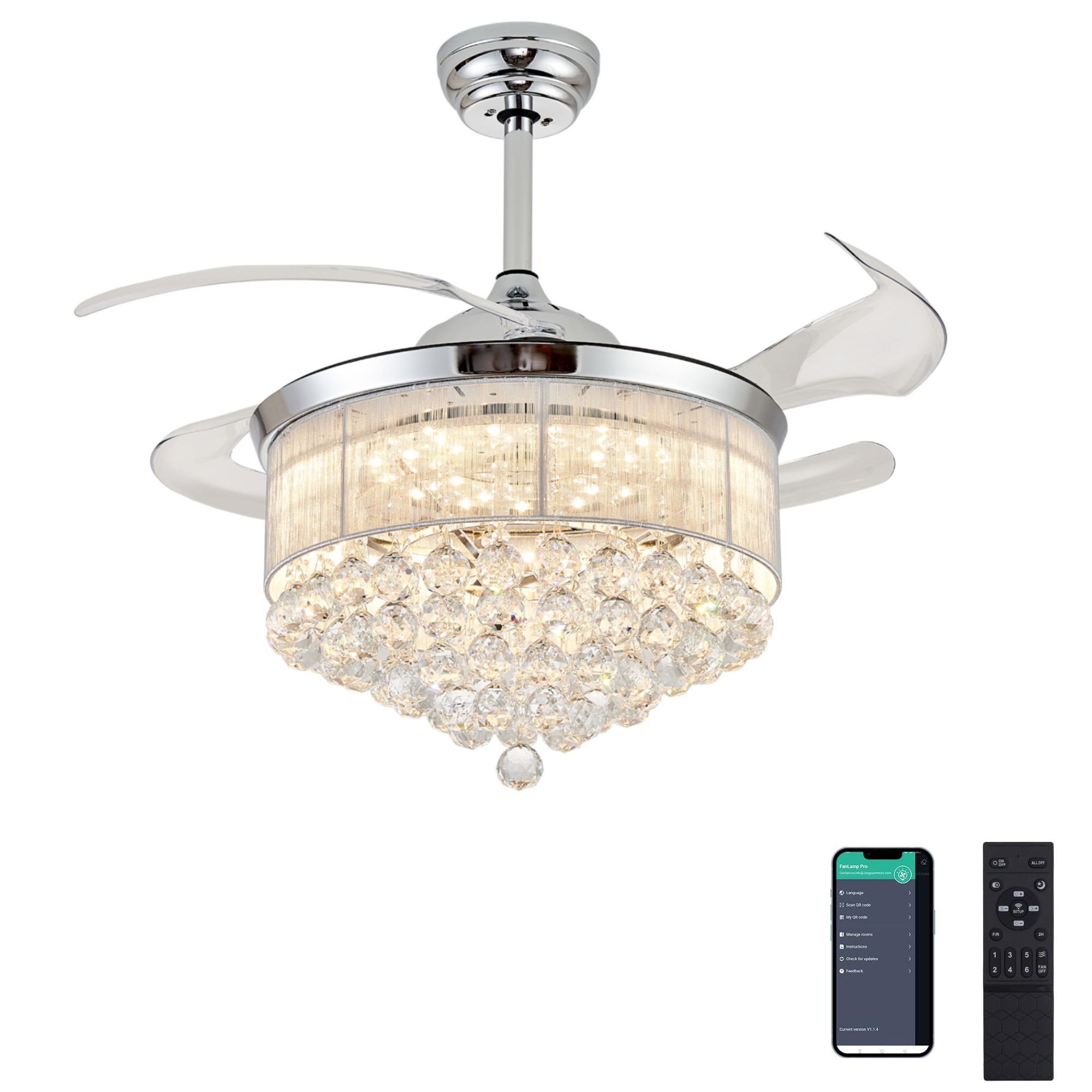 Bala Light Kit Adaptable Four Blade Ceiling Fan, 42 In., With