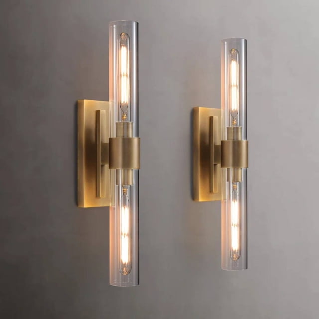 Yiosi Brass Wall Sconces Set of 2, Bathroom Sconces Vanity With Tube ...