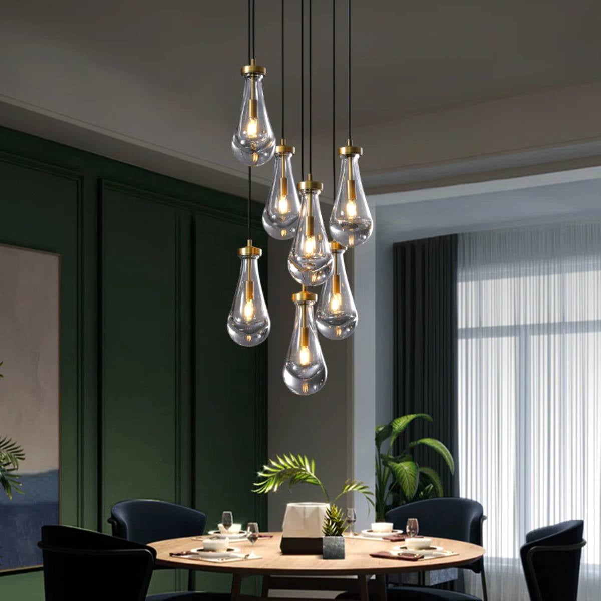 Yiosi Gold Chandeliers Pendant Lights Kitchen Island, Modern Raindrop