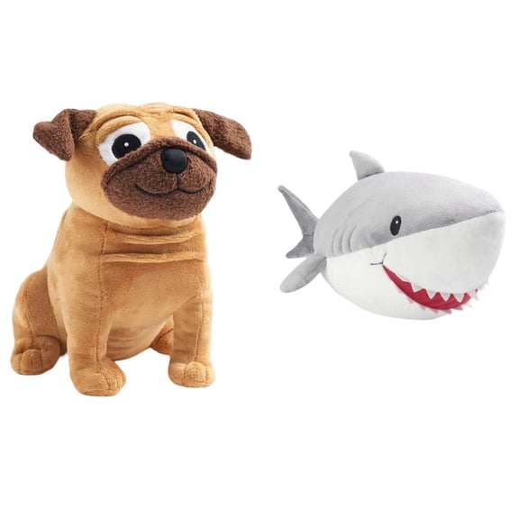 Yip Snap Yap Pug Dog & Gilbert Great Shark Plush 12" Charles Fudge Bulldog New