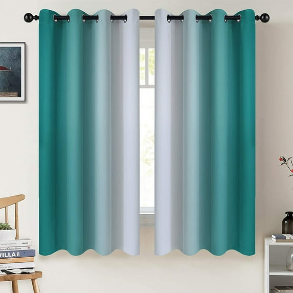 Yipa 1-Piece Grommet Thermal Insulated Blackout Window Curtain Gradient Color Room Darkening Curtain Eyelet Ring Top Window Drape For Living Room,Bedroom Dark Blue W:54"x L:72"