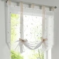 thumbnail image 1 of Yipa 1 Piece Rod Pocket Embroidery Floral Short Window Curtain Tie Up Voile Window Drape Sheer Cafe Tier Tulle Kitchen Scarf Bathroom Valance Brown W:55"x L:55", 1 of 2