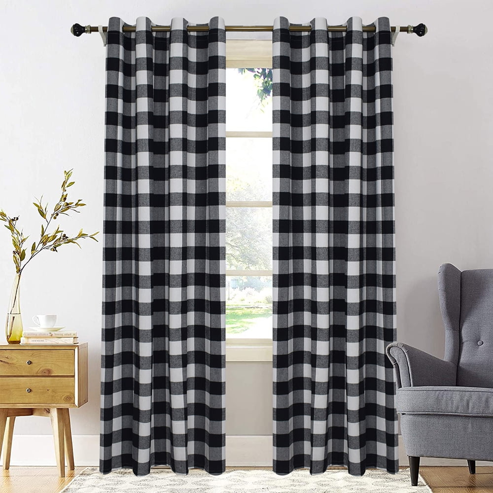Blackout Thermal Insulated Tartan Check Curtains - Eyelet Top, Room Darkening For Bedroom