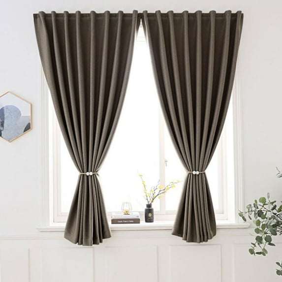 Yipa Blackout Curtains 1 Panel, Self Adhesive Thermal Insulated Blackout Window Curtain Panel, Energy Efficient Curtain Draperies for Privacy(Khaki, W 27.56 x H 70.87)