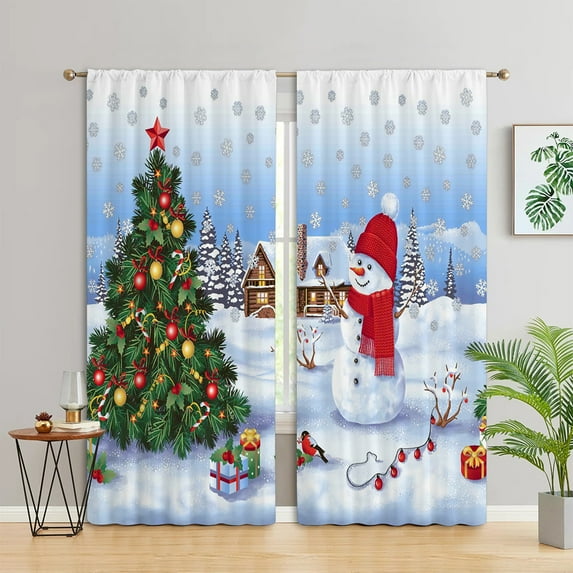 Yipa Christmas Blackout Window Treatments Slot Top Window Drapes Rod Pocket Window Curtain Panel Style-E W:33" x H:83"