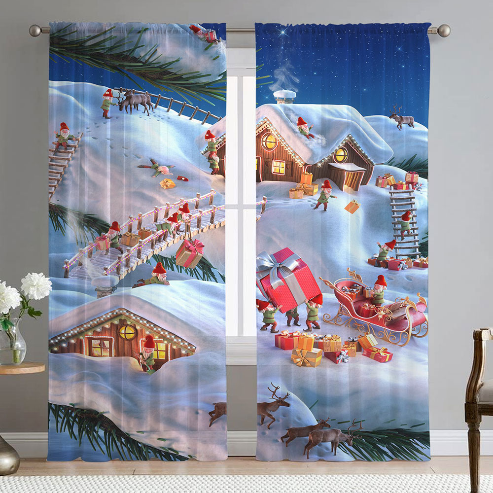 Yipa Christmas Curtains 2PCS Window Curtain Treatments Luxury Drapes