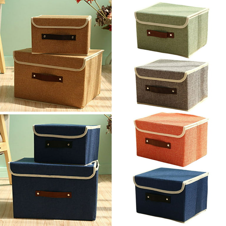 Yipa Large Collapsible Storage Bins Linen Fabric Foldable Storage Boxes Organizer  Containers Baskets Cube with Cover for Home Bedroom Closet Office Nursery 
