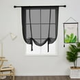 thumbnail image 1 of Yipa Semi-Blackout Short Curtain,Tie Up Window Curtains,Voile Kitchen Valance,Slot Top Cafe Cafe,Rod Pocket Curtain Panel Black 31.5" Width x47.2" Length 1-Panel, 1 of 8