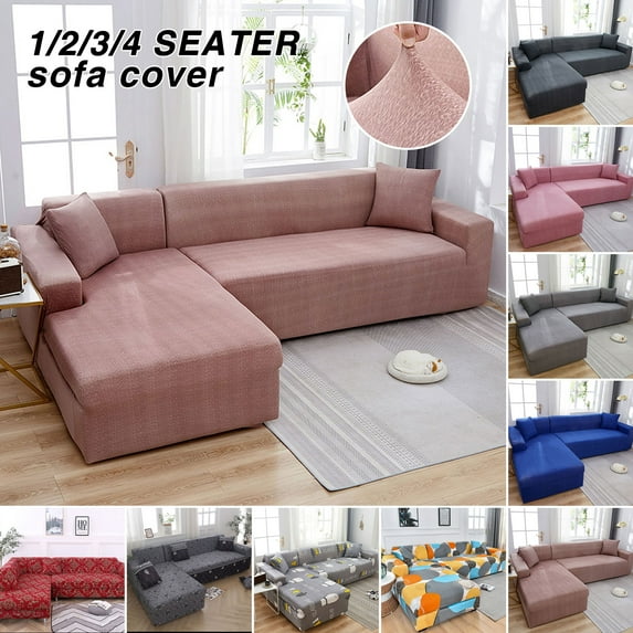 Yipa Sofa Cover for Living Room Elastic Stretch Sectional Corner Couch Cover Sofa Slipcovers L Shape Floral 4 Seater:235-300cm(92.52-118.11 inch)